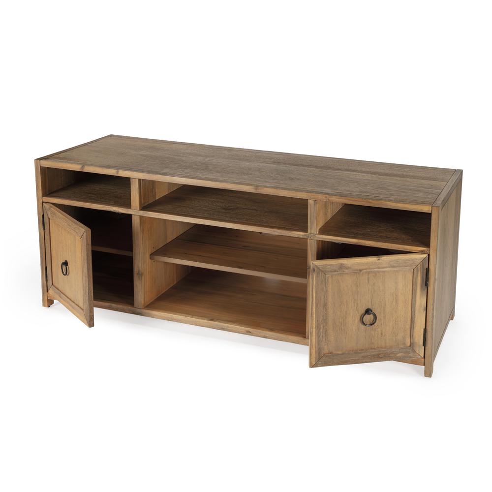 Company Lark Wood 65" TV Stand with Storage, Light Brown. Picture 2