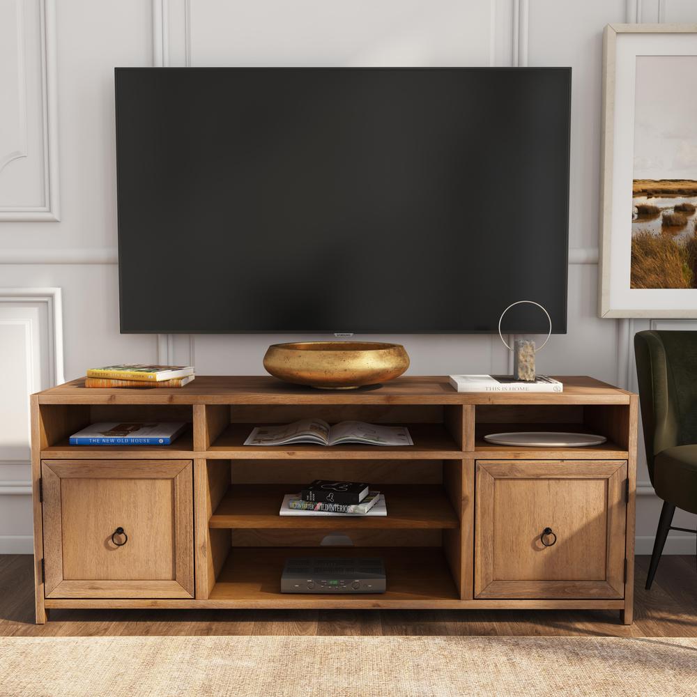 Company Lark Wood 65" TV Stand with Storage, Light Brown. Picture 10