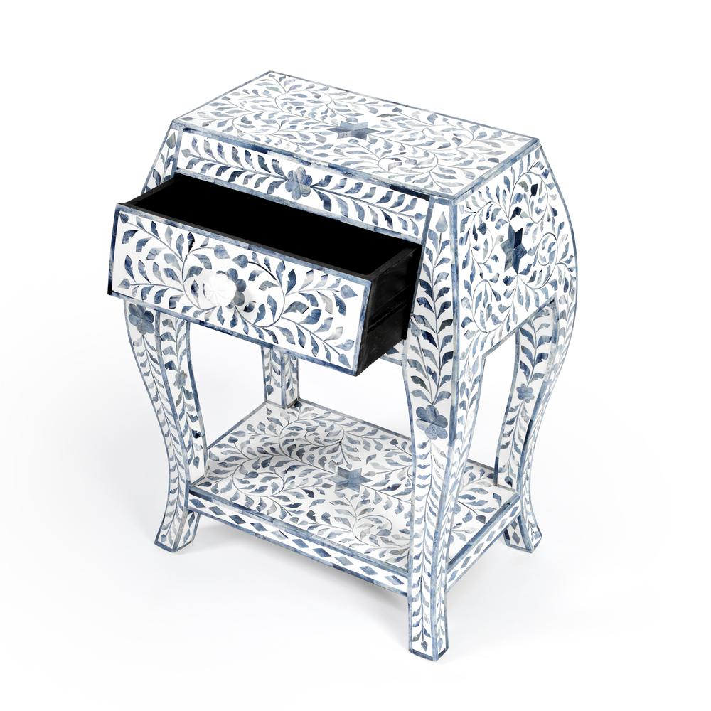 Company Trubadur and Bone Inlay Side Table, White and Blue. Picture 2