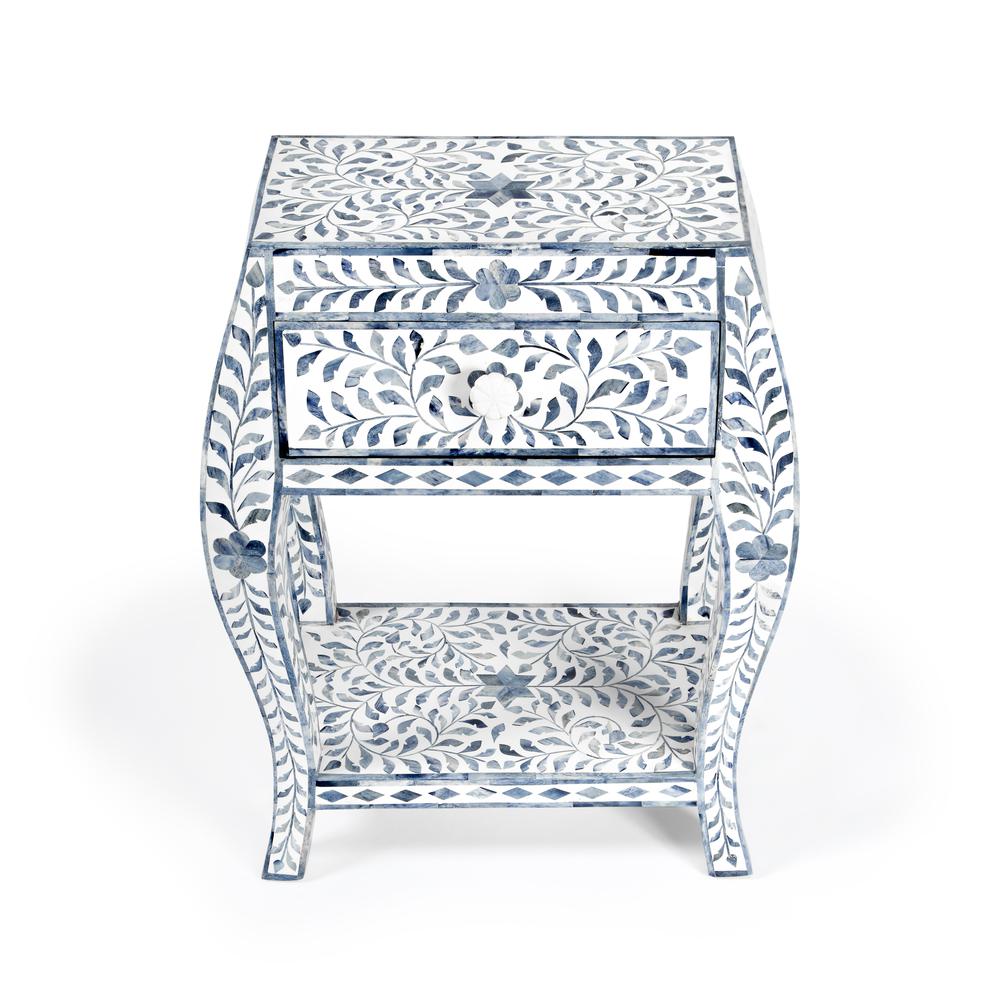 Company Trubadur and Bone Inlay Side Table, White and Blue. Picture 3