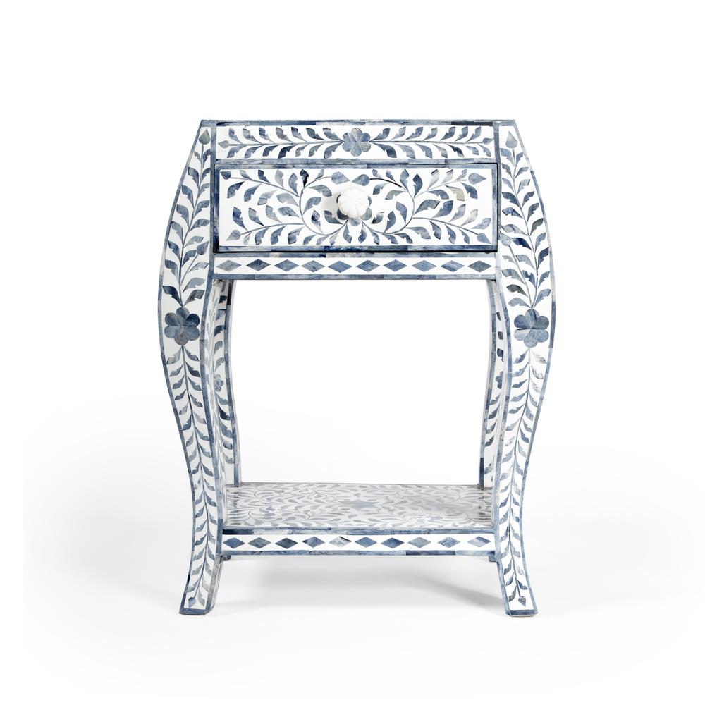 Company Trubadur and Bone Inlay Side Table, White and Blue. Picture 4