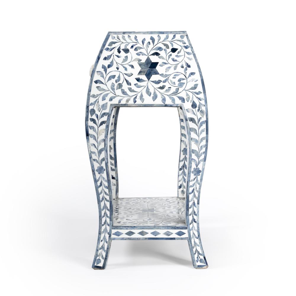 Company Trubadur and Bone Inlay Side Table, White and Blue. Picture 5