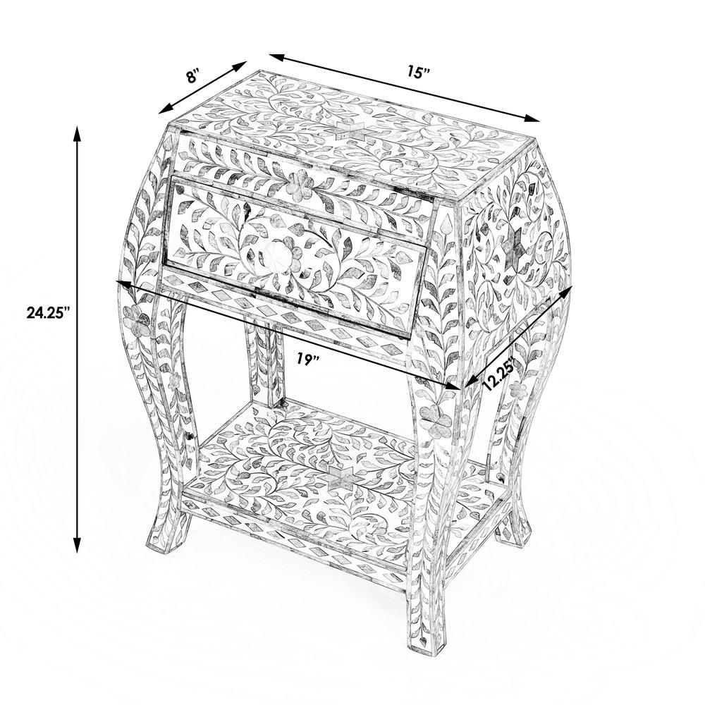 Company Trubadur and Bone Inlay Side Table, White and Blue. Picture 9