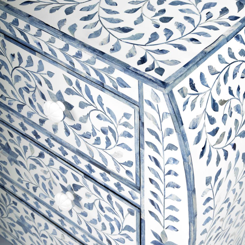 Company Trubadur and Bone Inlay 3 Drawer Chest, White and Blue. Picture 8