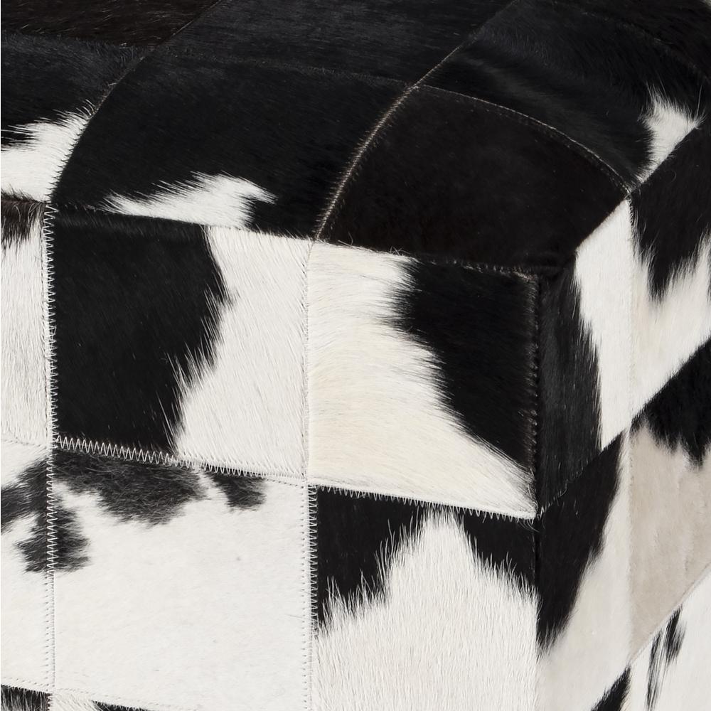 Company Victorian Hair on Hide Cube Ottoman, Black and White. Picture 2