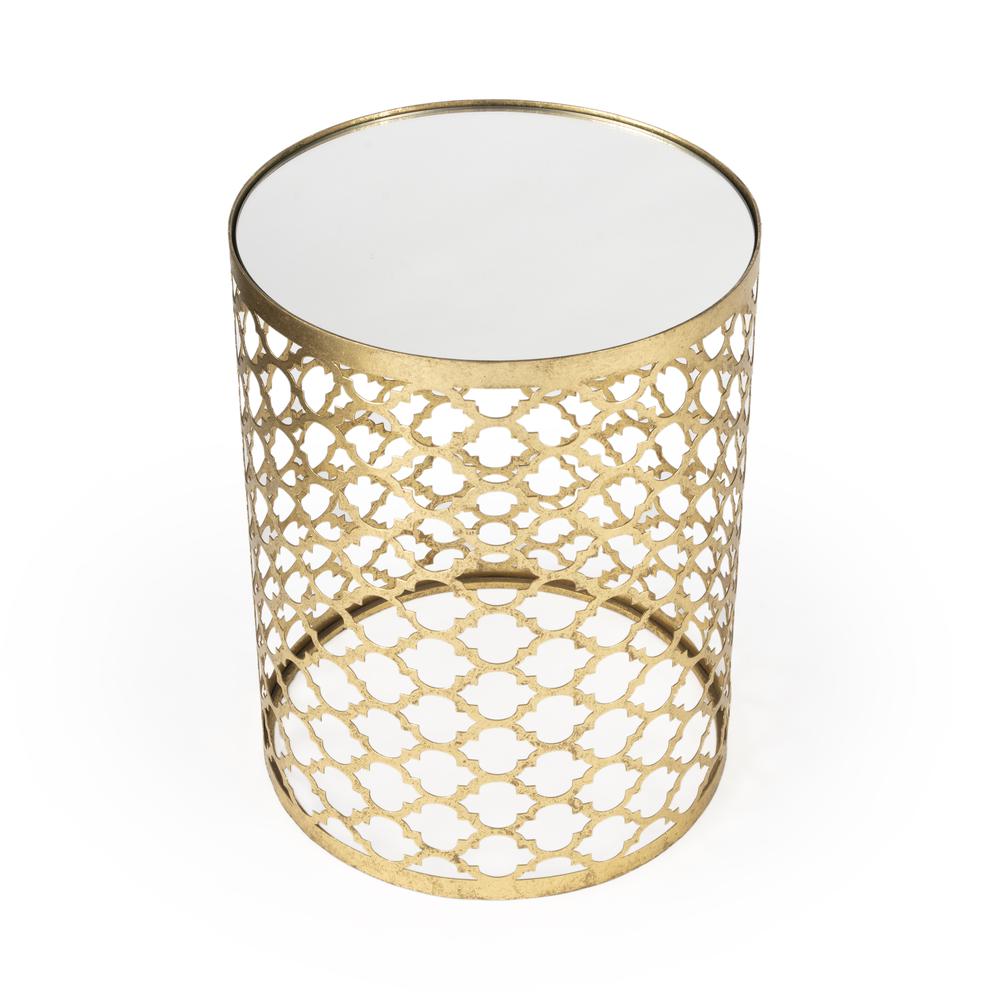 Company Corselo Mirrored & Metal Side Table, Gold. Picture 1