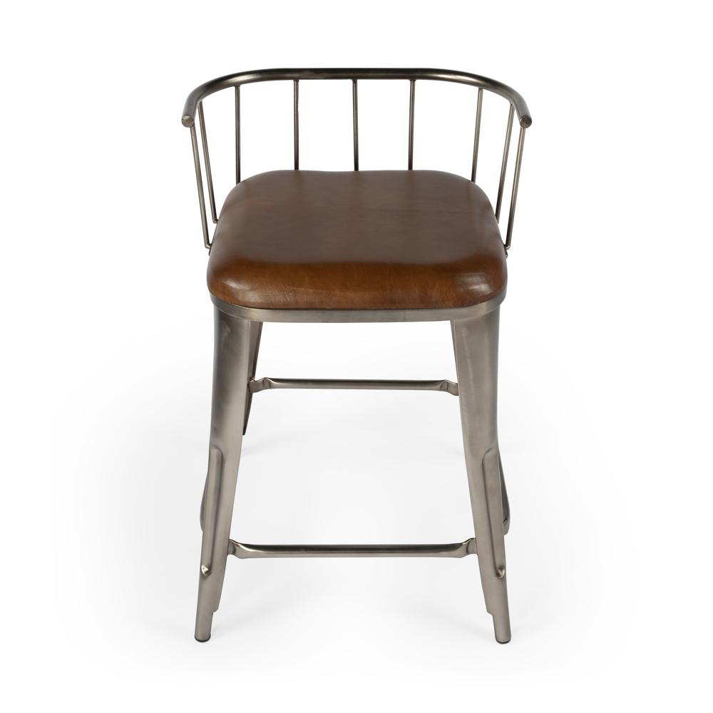 Butler Coriander Iron & Leather Counter Stool. Picture 2