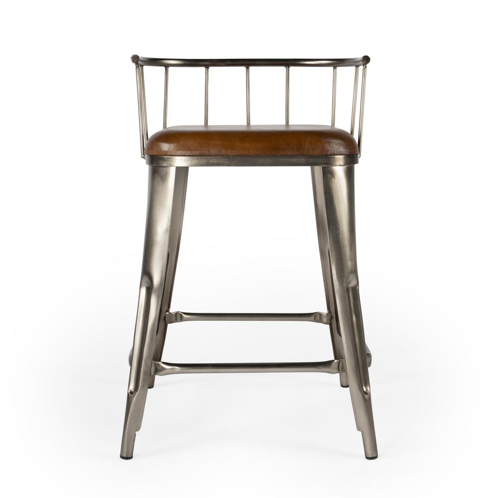Butler Coriander Iron & Leather Counter Stool. Picture 3