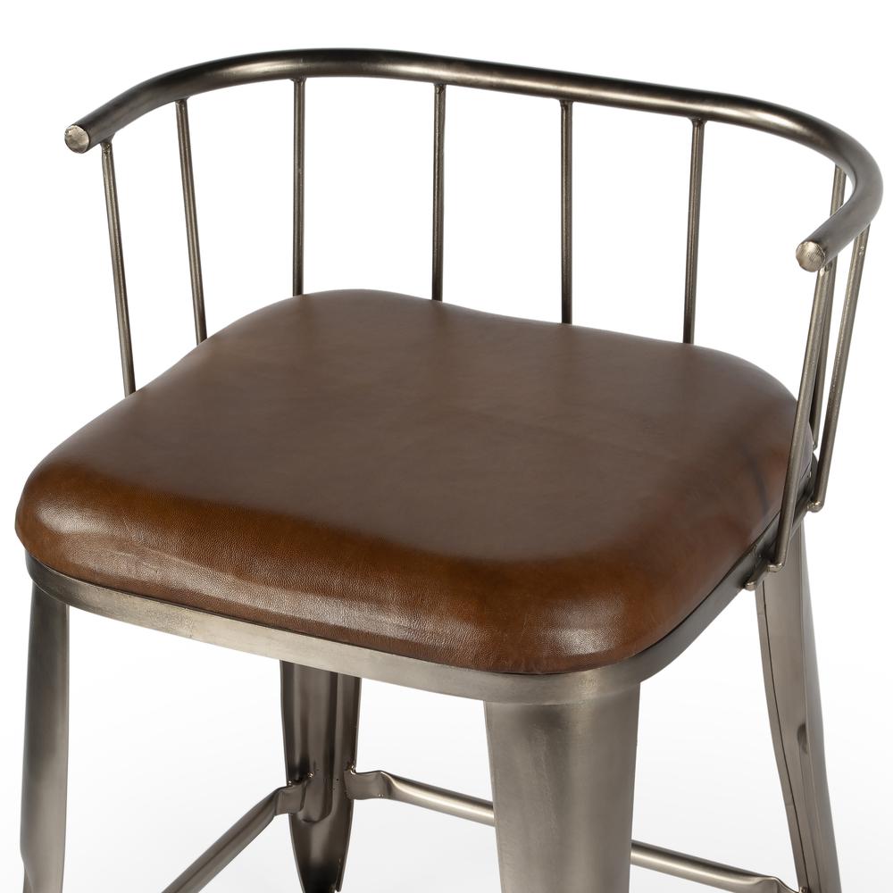 Butler Coriander Iron & Leather Counter Stool. Picture 4