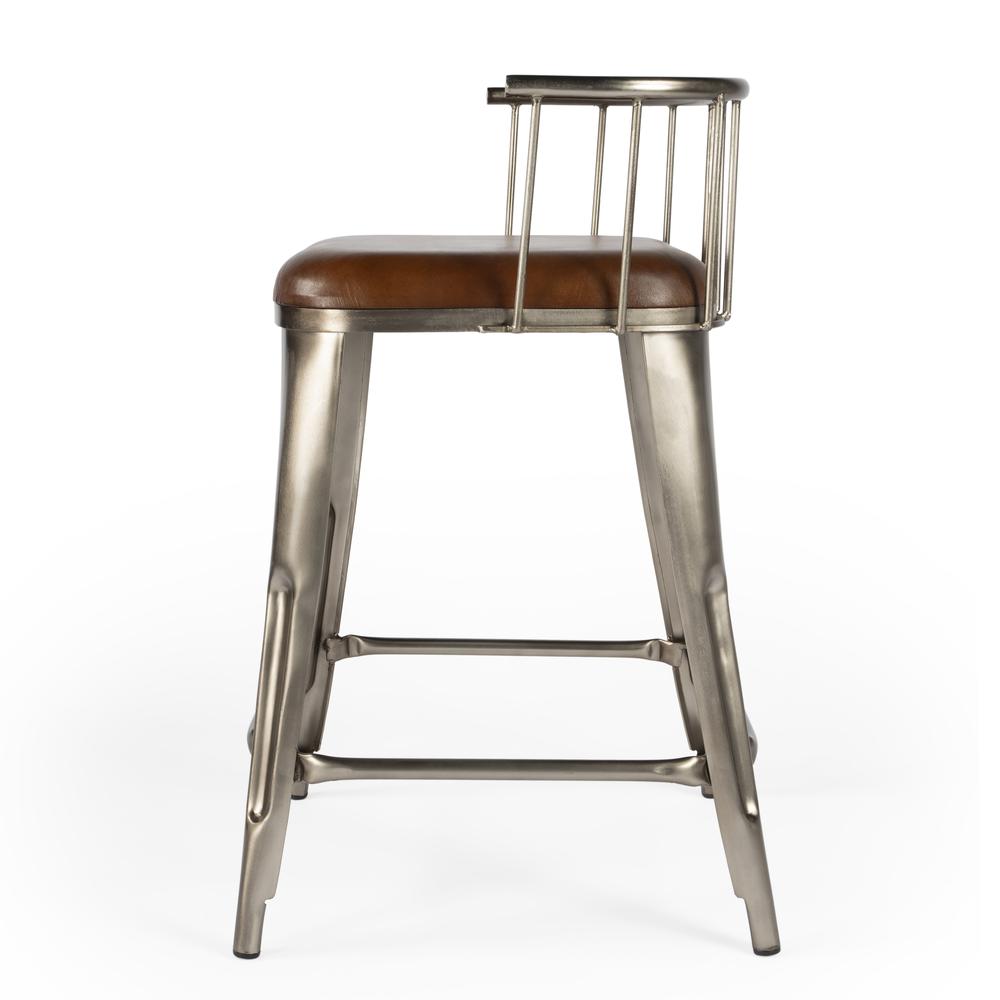 Butler Coriander Iron & Leather Counter Stool. Picture 5