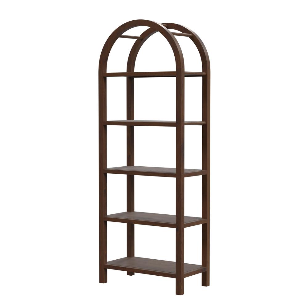 Company Hanover Arched 5 Tier  Etagere Bookcase, Medium Brown. Picture 1