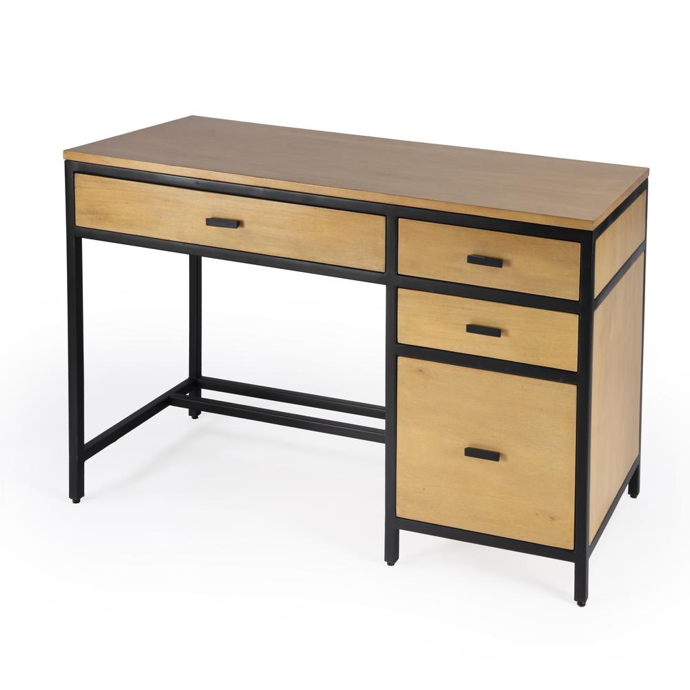 Company Hans Natural Wood Storage Desk, Light Brown. Picture 1