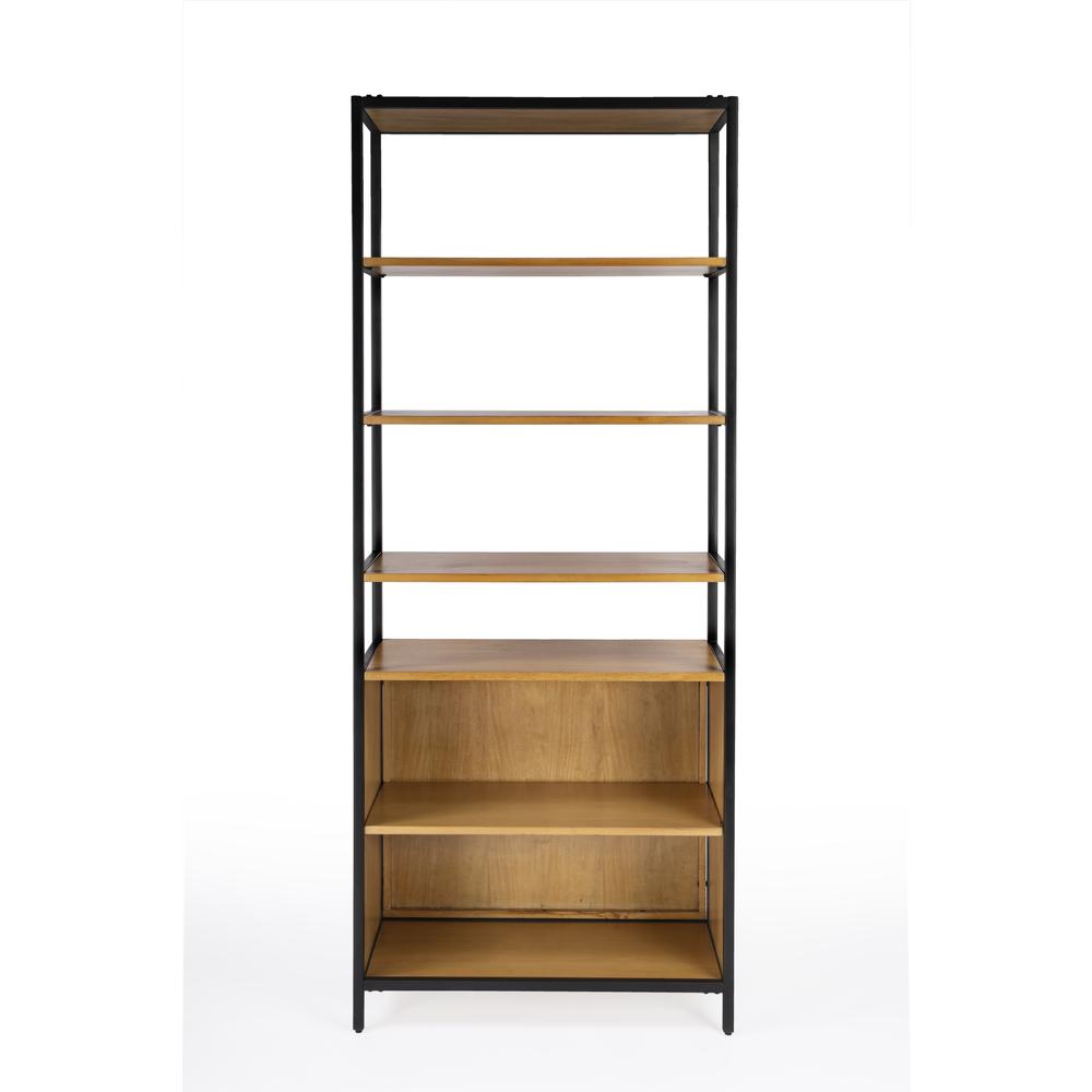 Company Hans 35.25" W x 84.25"H Etagere Bookcase with open storage, Light Brown. Picture 2