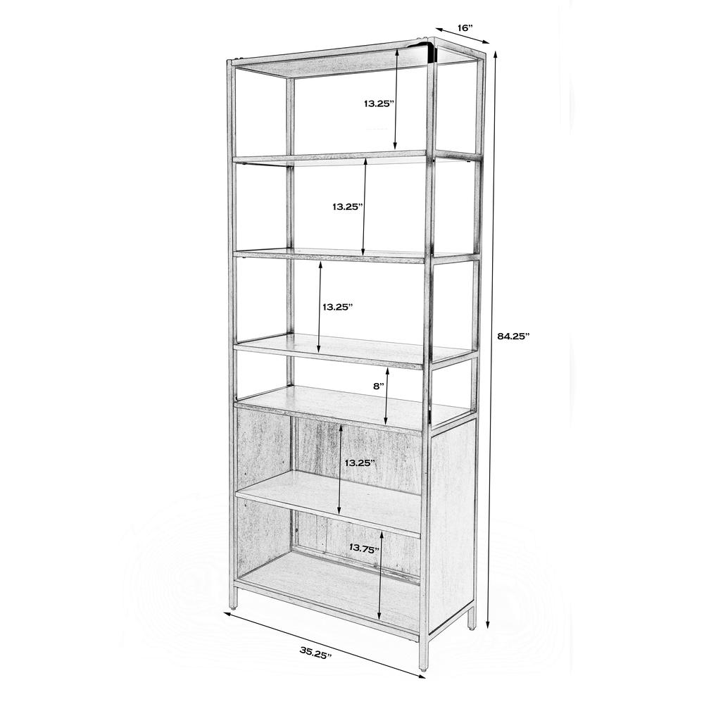Company Hans 35.25" W x 84.25"H Etagere Bookcase with open storage, Light Brown. Picture 5