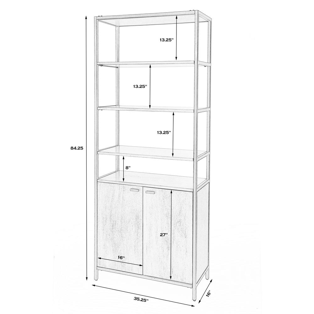 Company Hans 35.25" W x 84.25"H Open & Closed Etagere Bookcase, Light Brown. Picture 6