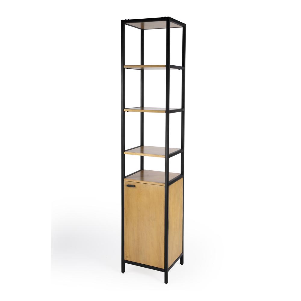 Company Hans Narrow Wood and Iron 84"Hx 17"W Etagere Bookcase, Light Brown. Picture 1