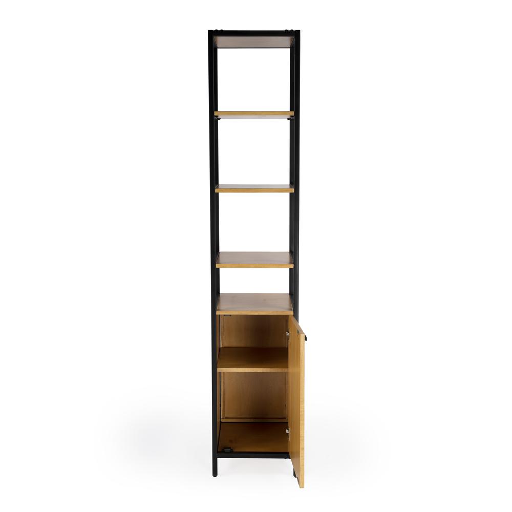 Company Hans Narrow Wood and Iron 84"Hx 17"W Etagere Bookcase, Light Brown. Picture 3