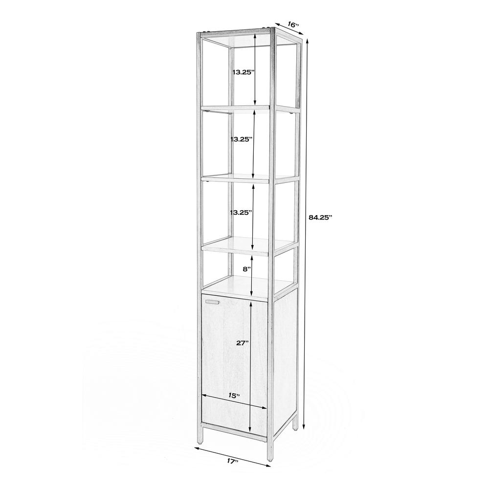 Company Hans Narrow Wood and Iron 84"Hx 17"W Etagere Bookcase, Light Brown. Picture 6