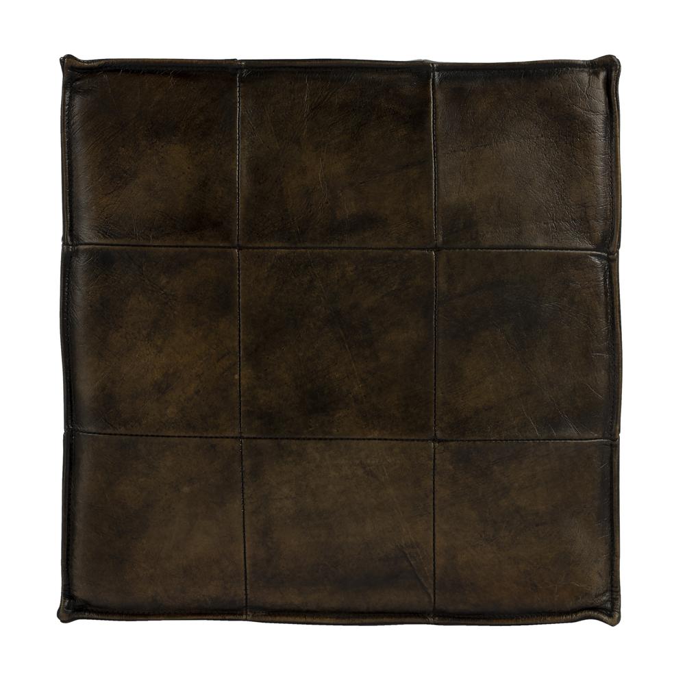 Company Leon Leather Cube Ottoman, Dark Brown. Picture 6