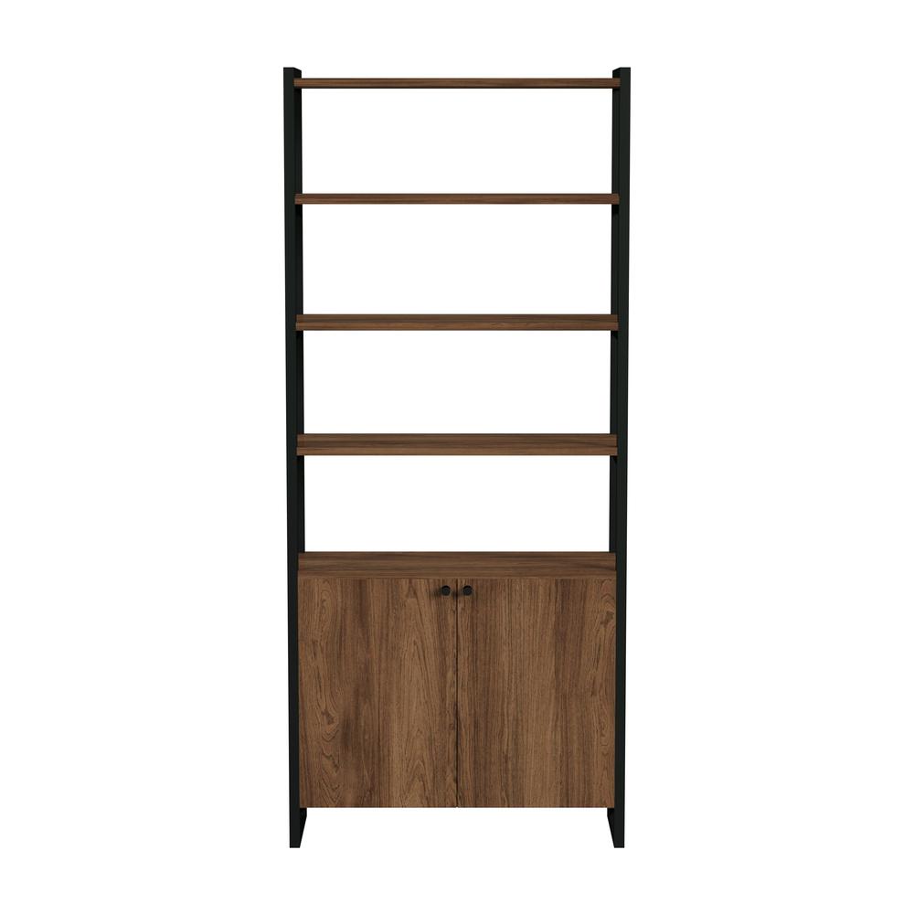 Company Drake 73" Two Door Walnut Bookcase Etagere, Medium Brown. Picture 2