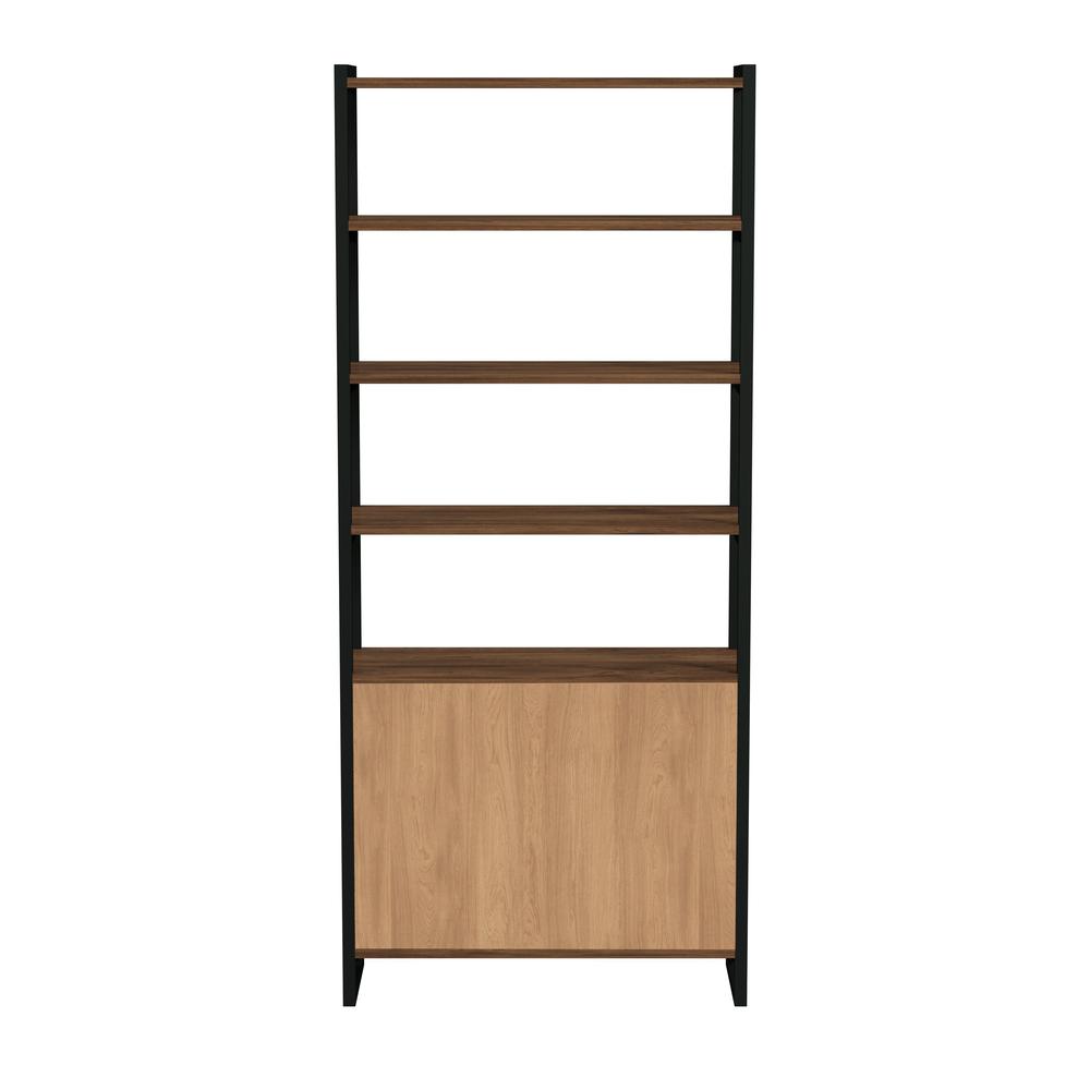 Company Drake 73" Two Door Walnut Bookcase Etagere, Medium Brown. Picture 4