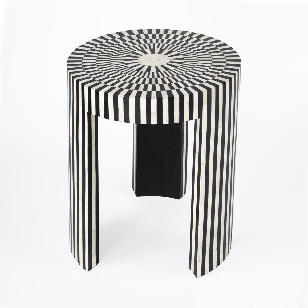 Company Rimma Bone Inlay Side Table, Black and White. Picture 1