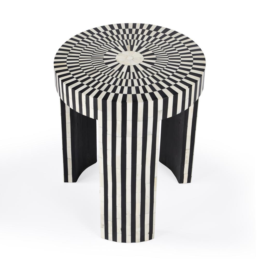 Company Rimma Bone Inlay Side Table, Black and White. Picture 5