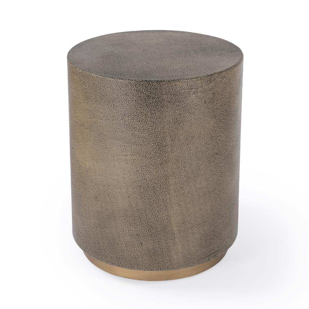 Leather Round Accent Table, Brown, Belen Kox. Picture 1
