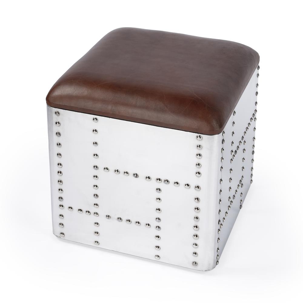 Company Midway Aviator Leather Accent Stool, Medium Brown. Picture 1