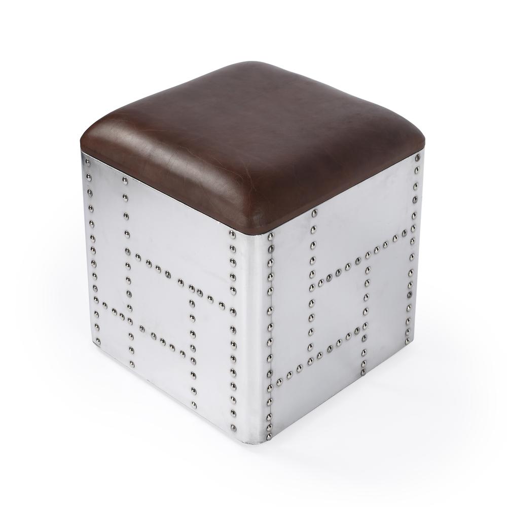 Company Midway Aviator Leather Accent Stool, Medium Brown. Picture 2