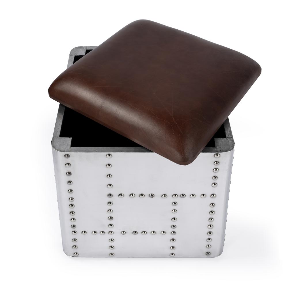 Company Midway Aviator Leather Accent Stool, Medium Brown. Picture 3