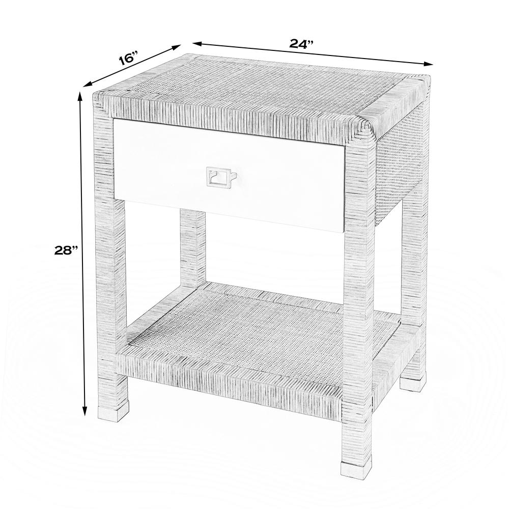 Company Corfu 1 Drawer Natural Rattan Nightstand, Natural and White. Picture 8