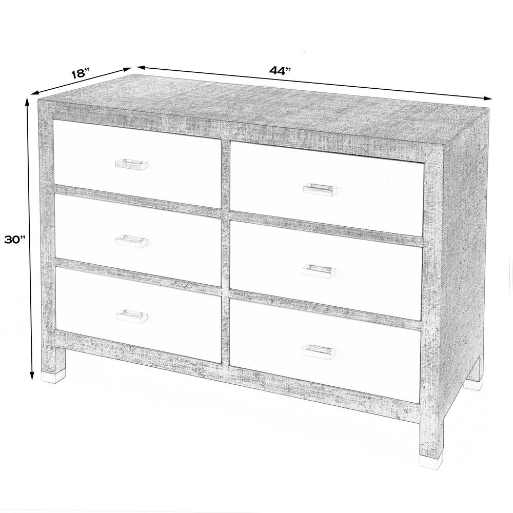 Company Keros 6 Drawer Raffia Double Dresser, Navy and White. Picture 8