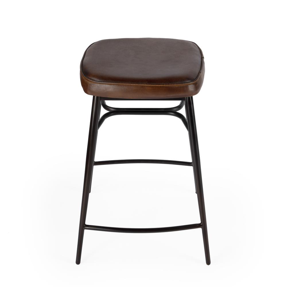 Company Arlington 26" Square Leather 26" Counter Stool, Medium Brown. Picture 2