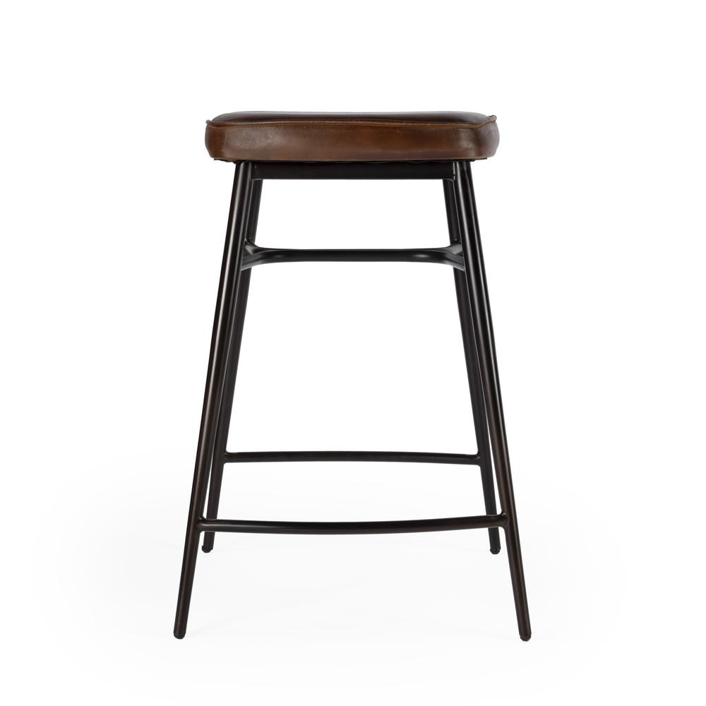 Company Arlington 26" Square Leather 26" Counter Stool, Medium Brown. Picture 3