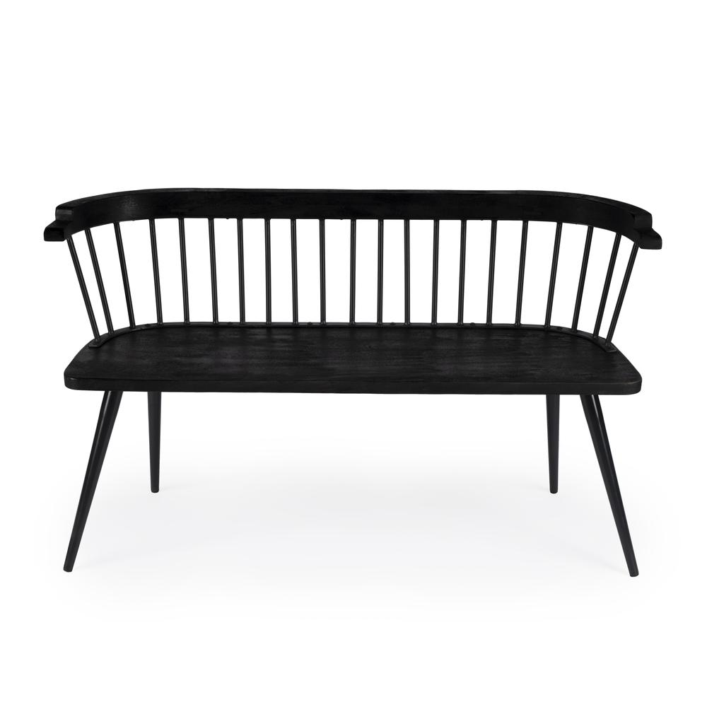 Company Tempe Mango Wood Spindle Back  51.25"W Bench, Black. Picture 2