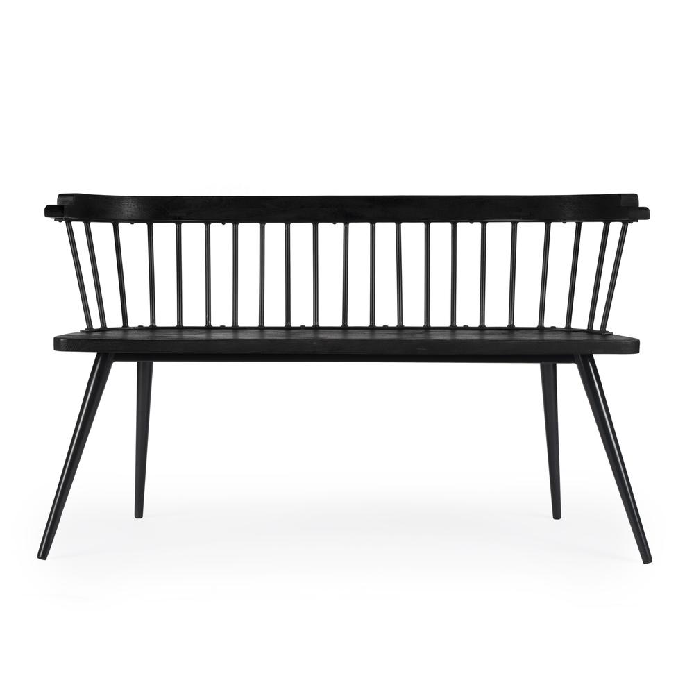 Company Tempe Mango Wood Spindle Back  51.25"W Bench, Black. Picture 3