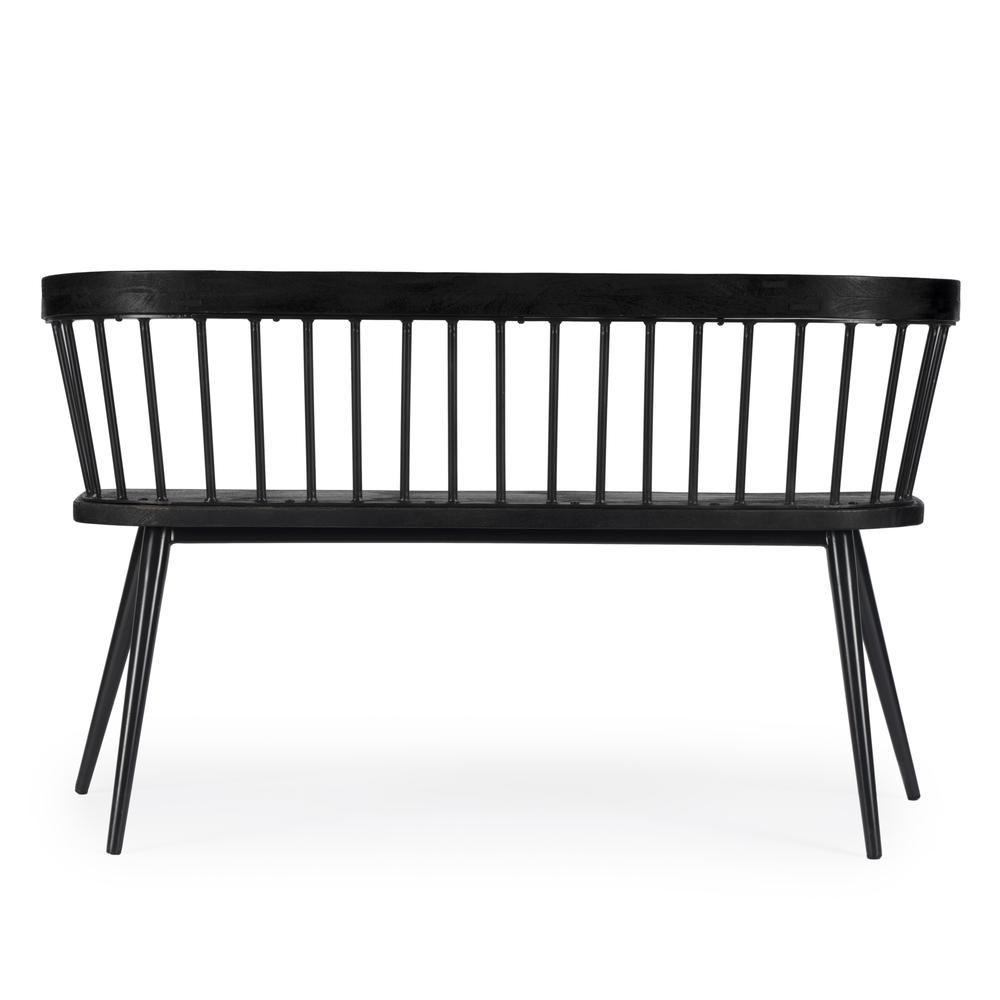 Company Tempe Mango Wood Spindle Back  51.25"W Bench, Black. Picture 6