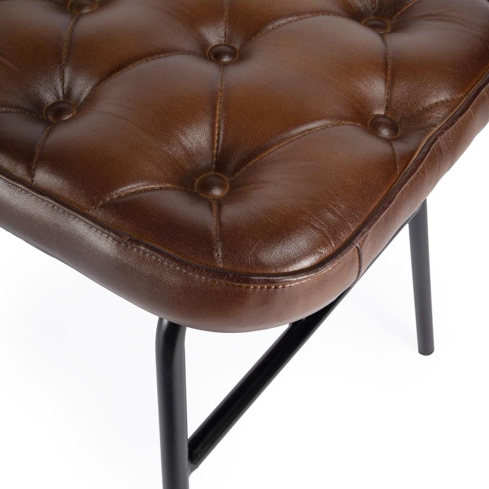 Company Austin Leather Button Tufted 47.25"W Bench, Medium Brown. Picture 5