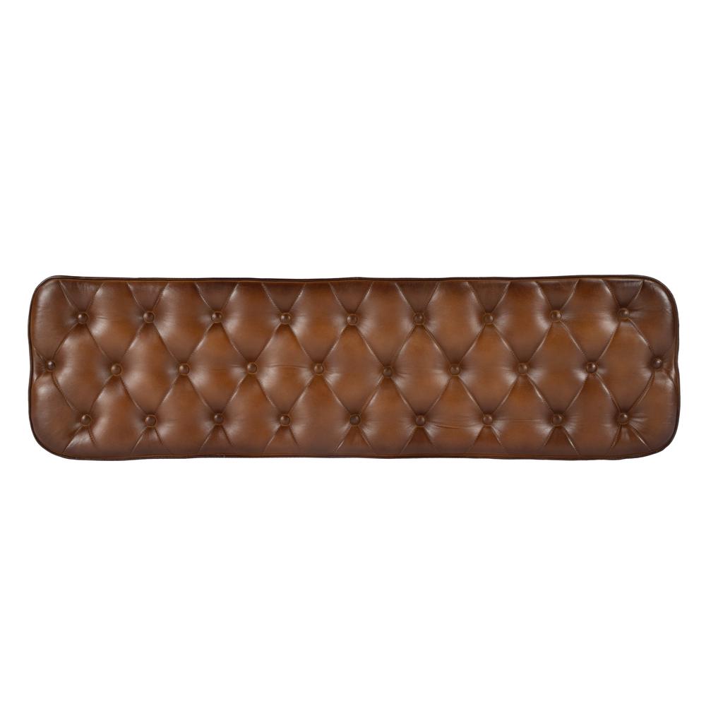 Company Austin Leather Button Tufted 47.25"W Bench, Medium Brown. Picture 6