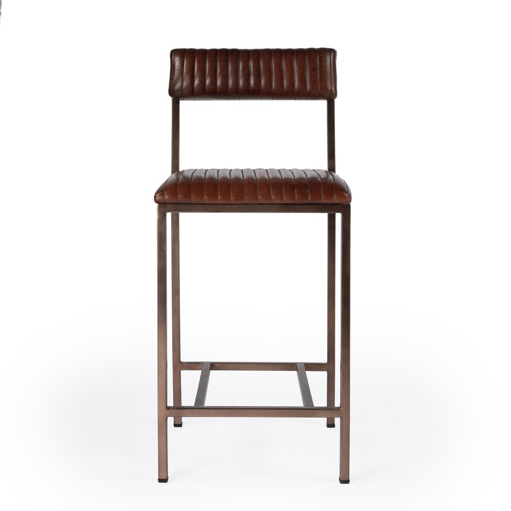 Company Houston 24" Leather Counter Stool, Medium Brown. Picture 3