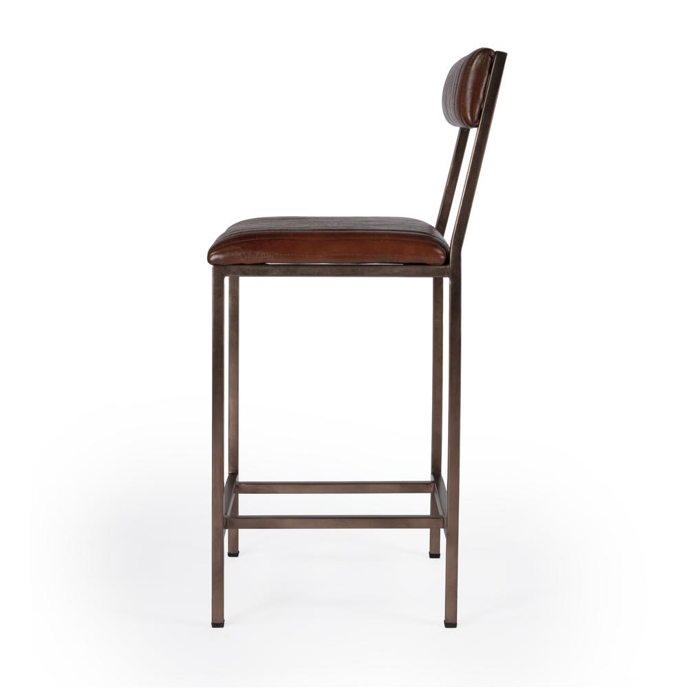 Company Houston 24" Leather Counter Stool, Medium Brown. Picture 4