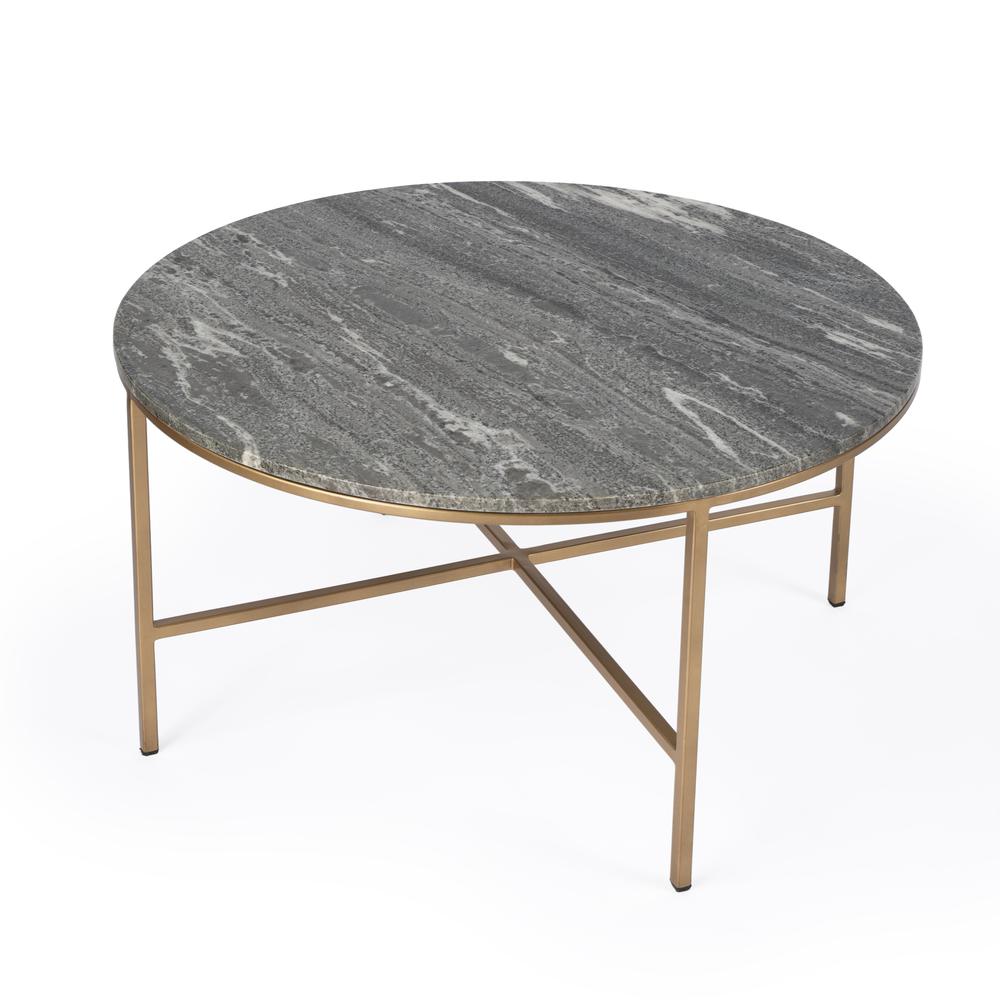 Company Grafton Marble Round Coffee Table, Gold, Gray. Picture 1