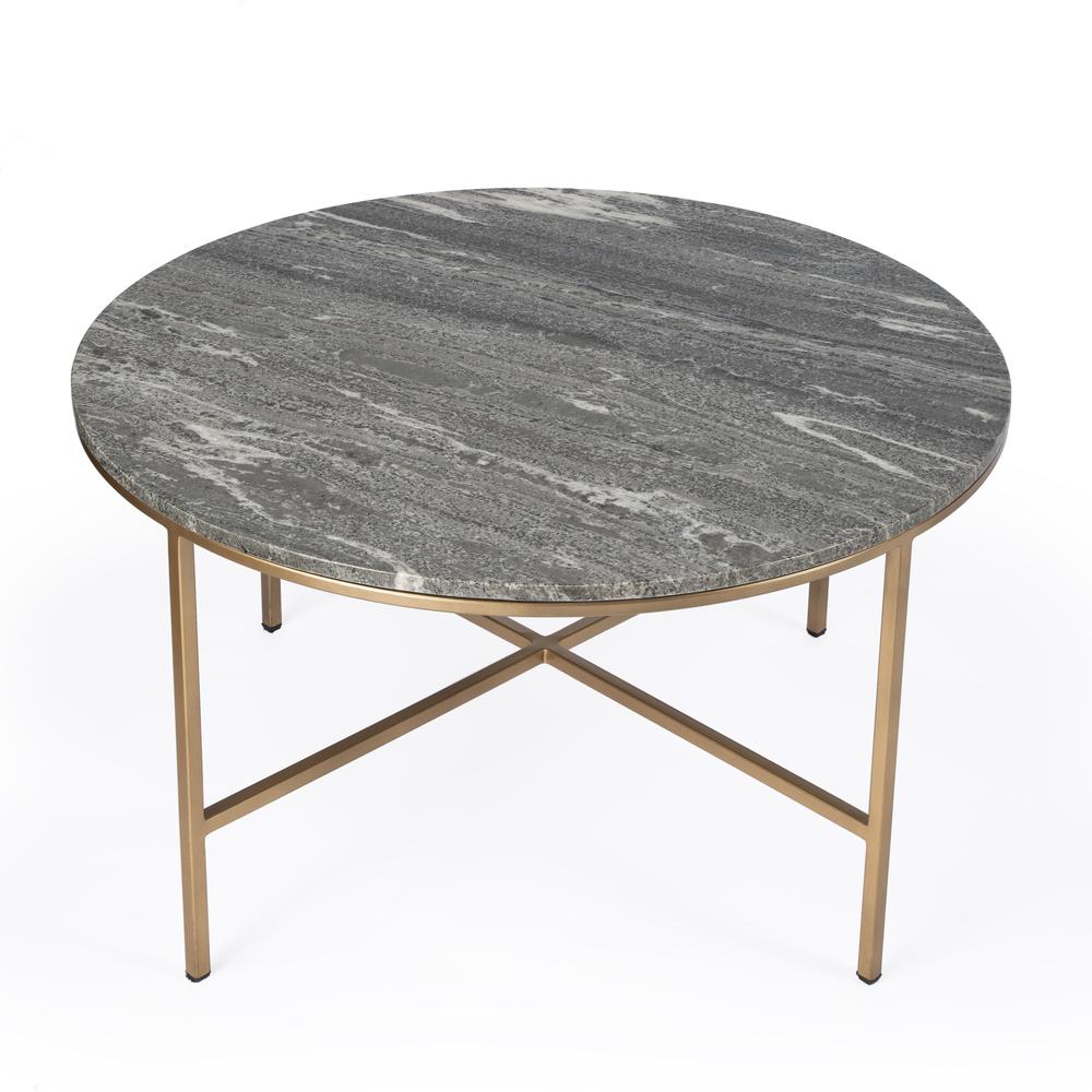 Company Grafton Marble Round Coffee Table, Gold, Gray. Picture 2