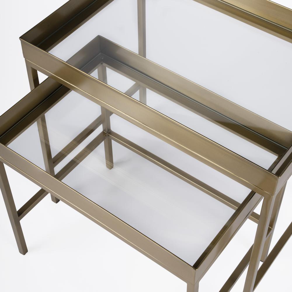 Company Lenny 2 Piece Glass Nesting Tables, Gold. Picture 2