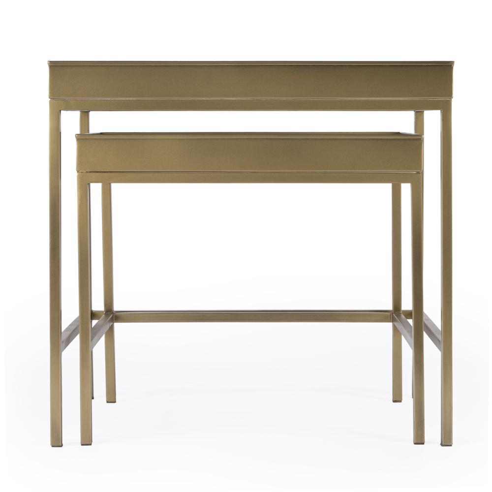 Company Lenny 2 Piece Glass Nesting Tables, Gold. Picture 4