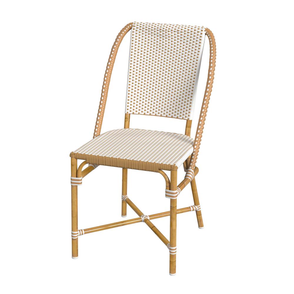 Company Tobias Outdoor Rattan Dining Chair, Beige and White. Picture 1