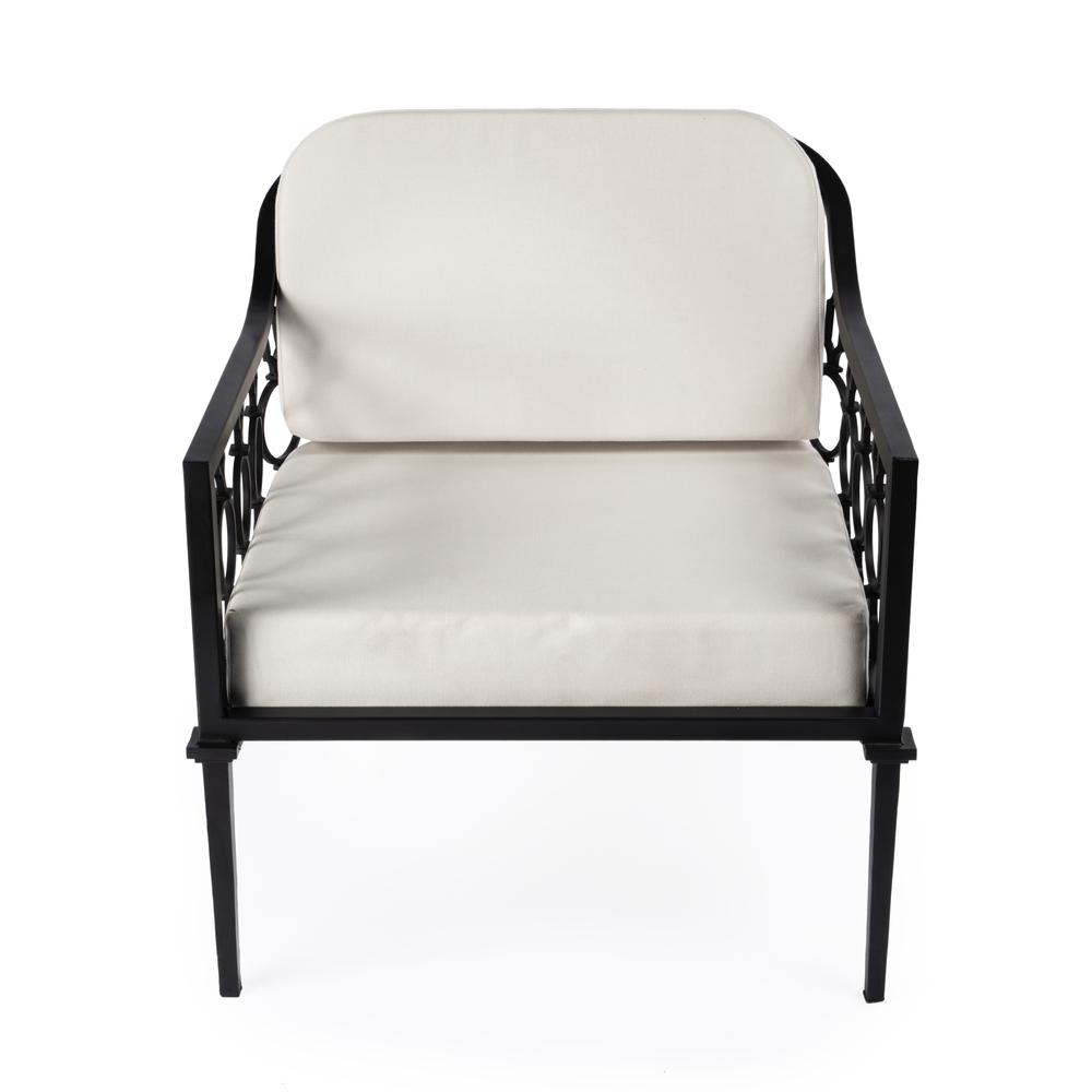 Company Southport Iron Upholstered Outdoor Lounge Chair, Black. Picture 2