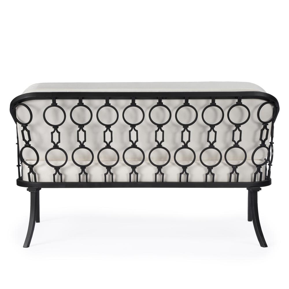 Company Southport Iron Upholstered Outdoor Loveseat, Black. Picture 6