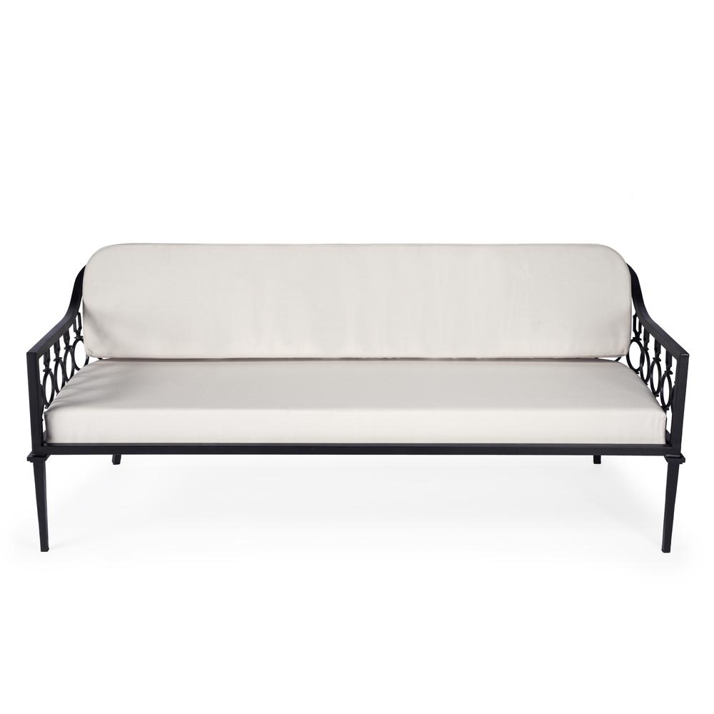 Company Southport Iron Upholstered Outdoor Sofa, Black. Picture 2